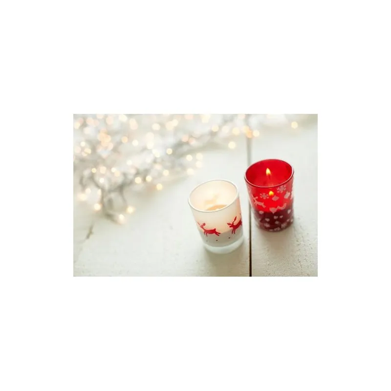 Photophore en Verre Décoré avec Bougie Kirsten