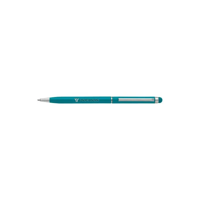 Stylo bille aluminium personnalisé avec stylet Irina Matières : coton Taille textile : XL Couleurs : bleu accessoire événementie