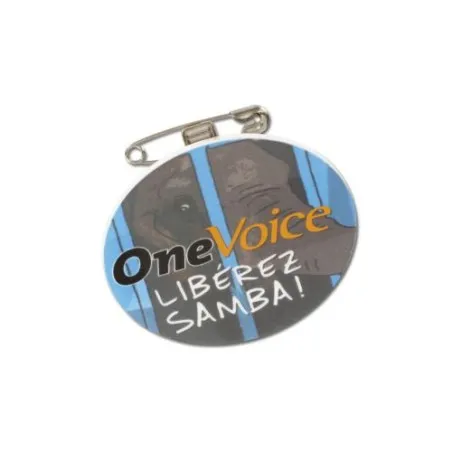 BADGE PLASTIQUE (PS) ROND Ø55 mm AVEC PINCE EPINGLE