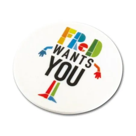 BADGE PLASTIQUE (PS) ROND Ø55 mm AVEC PINCE EPINGLE