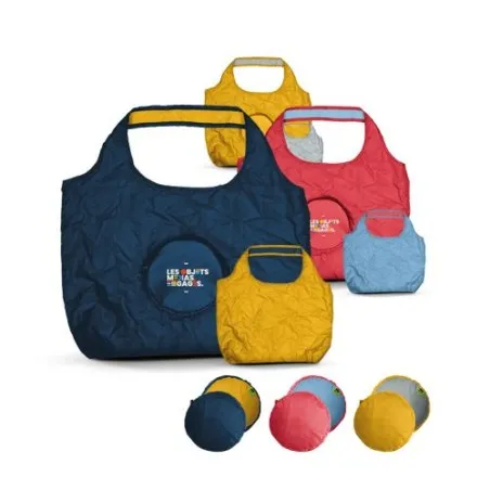 Sac Shopping Pliable Écologique Bicolore 20L en rPET - Personnalisé Matières : coton organique Couleurs : noir cadeau entreprise