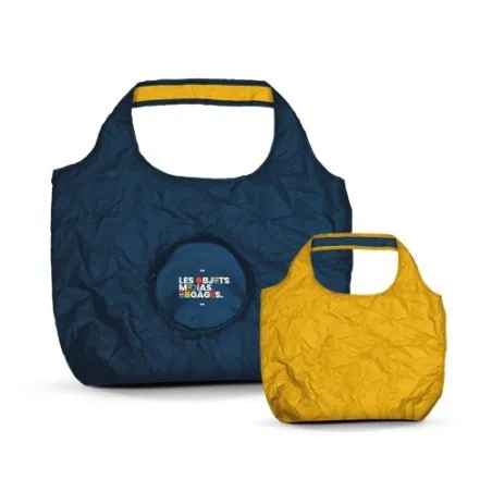 Sac Shopping Pliable Écologique Bicolore 20L en rPET - Personnalisé Matières : coton organique Couleurs : noir personnalisation 