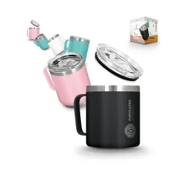 Mug isotherme double paroi inox avec couvercle personnalisé idéal cadeau entreprise Matières : acier inoxydable Couleurs : gris