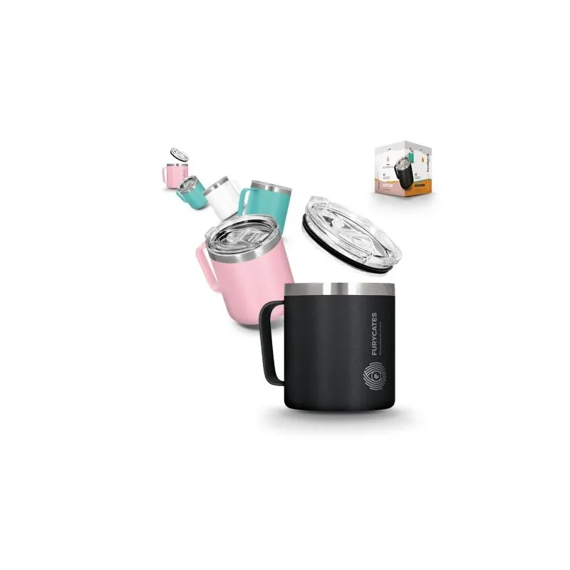 Mug isotherme double paroi inox avec couvercle personnalisé idéal cadeau entreprise Matières : acier inoxydable Couleurs : gris