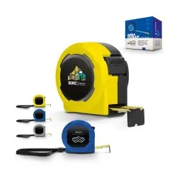 Mètre Ruban Jaune 3m x 16mm en Coque Plastique - Outil Publicitaire Personnalisé Matières : aluminium Couleurs : argenté