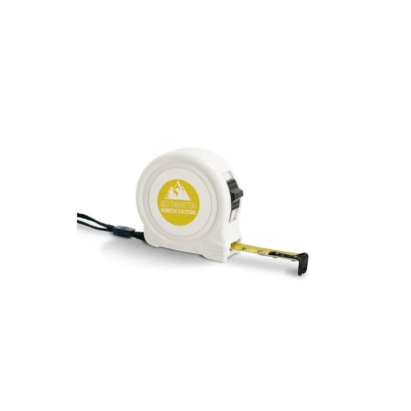 Mètre Ruban Jaune Personnalisable 3m x 16mm Couleurs : noir cadeau entreprise pas cher