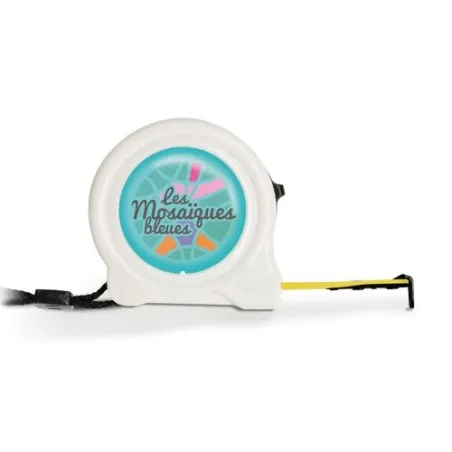 Mètre Ruban Jaune Personnalisable 3m x 16mm Couleurs : noir goodies publicitaire événementiel