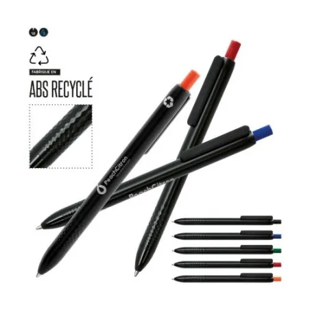 Stylo bille écologique à encre bleue en matière recyclée - Cadeaux d'entreprise marquage couleur éclatante
