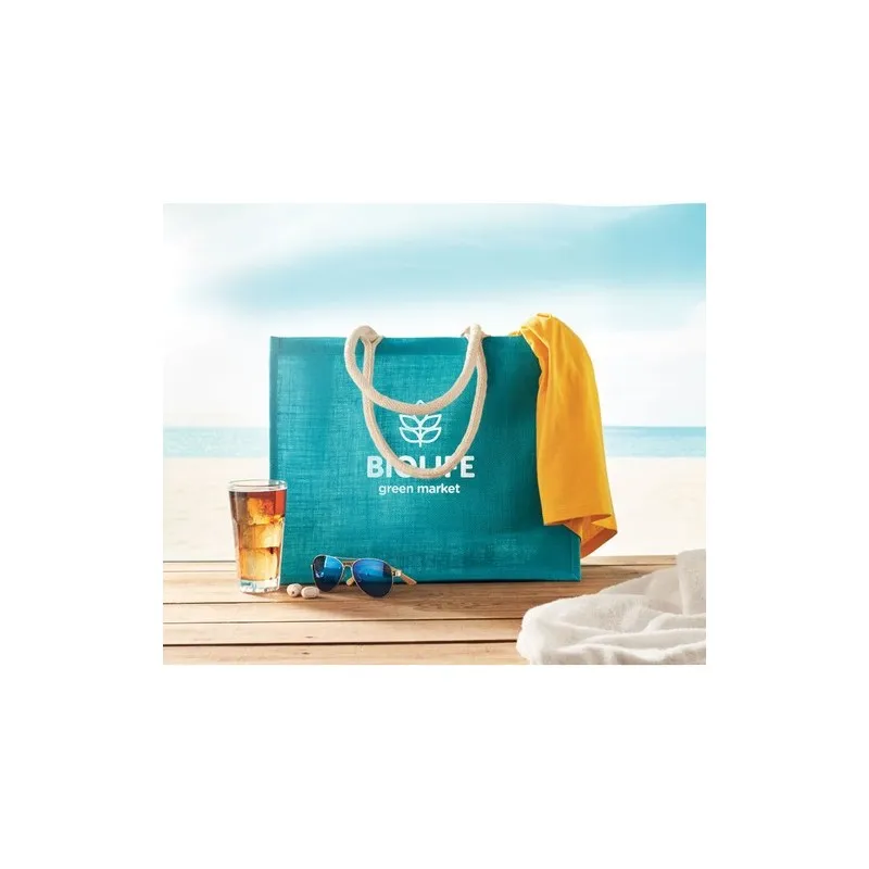 Sac Shopping Écologique Personnalisé en Jute Élégant AURA Matières : coton Taille textile : M Couleurs : vert bouteille personna