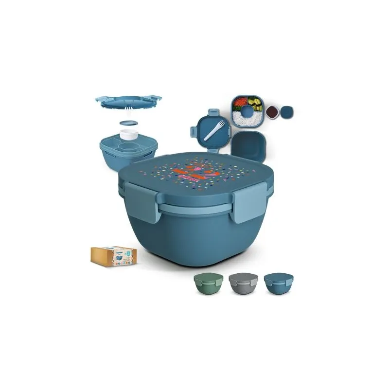 Boîte à Repas Multi-Compartiments avec Fourchette - Idéale pour vos Repas Matières : coton Taille textile : XXL Couleurs : bleu 