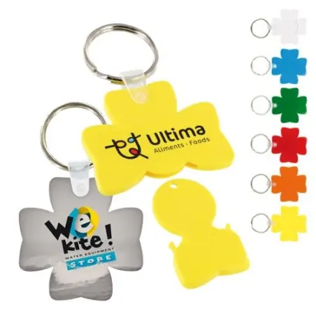 Porte-Clés Personnalisé Écologique en Forme de Jeton Trèfle (anneau 25 mm) - Objets Uniques Matières : coton Taille textile : XL