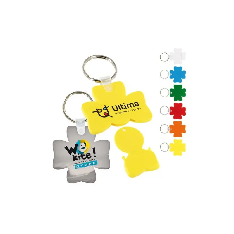 Porte-Clés Personnalisé Écologique en Forme de Jeton Trèfle (anneau 25 mm) - Objets Uniques Matières : coton Taille textile : S 