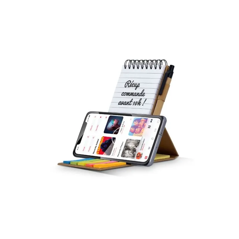 Carnet de Notes Repositionnables Écologique & Support Téléphone CARNET Matières : coton Taille textile : 4XL Couleurs : vert bou