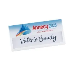 Badge Personnalisé Nominatif avec Aimant Matières : coton Taille textile : L Couleurs : rouge 2