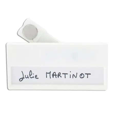 Badge Personnalisé Nominatif avec Aimant Matières : coton Taille textile : L Couleurs : rouge impression haute définition