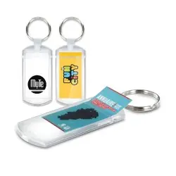 Porte-clés transparent avec porte-étiquette et anneau de 25 mm - Idéal Entreprise Matières : coton Taille textile : XL Couleurs 