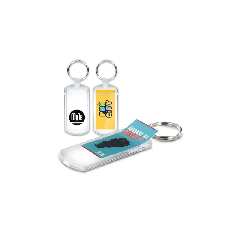 Porte-clés transparent avec porte-étiquette et anneau de 25 mm - Idéal Entreprise Matières : coton Taille textile : XL Couleurs 