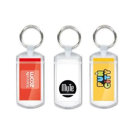 Porte-clés transparent avec porte-étiquette et anneau de 25 mm - Idéal Entreprise Matières : coton Taille textile : XL Couleurs 