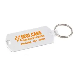 Porte-clés personnalisé avec porte-étiquette (anneau 25 mm) - Cadeau idéal Matières : coton Taille textile : L Couleurs : blanc 2