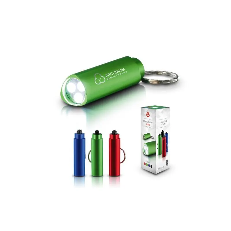 Porte-Clés Pratique en Métal avec Mousqueton et 3 LEDs - Personnalisé Matières : coton Taille textile : XL Couleurs : rouge pers