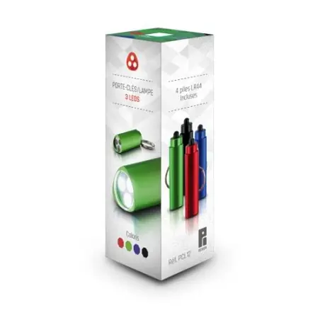 Porte-Clés Pratique en Métal avec Mousqueton et 3 LEDs - Personnalisé Matières : coton Taille textile : XL Couleurs : rouge good