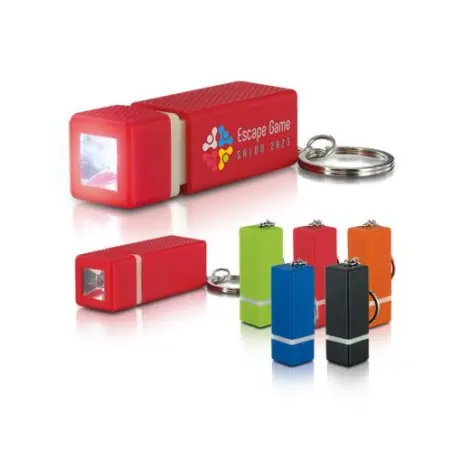 Porte-clés Lampe LED 1 Personnalisée - Objets Publicitaires Uniques Matières : coton Taille textile : 4XL Couleurs : rouge goodi