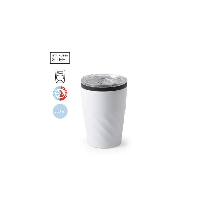 Verre isotherme personnalisé pour entreprise - Modèle Ripon Couleurs : blanc personnalisation rapide en France