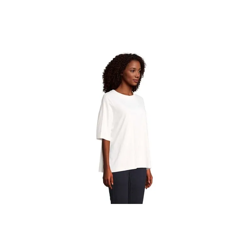 T-Shirt Oversize Personnalisé Femme BOXY WOMEN Taille textile : XS Couleurs : blanc pur personnalisable avec votre logo