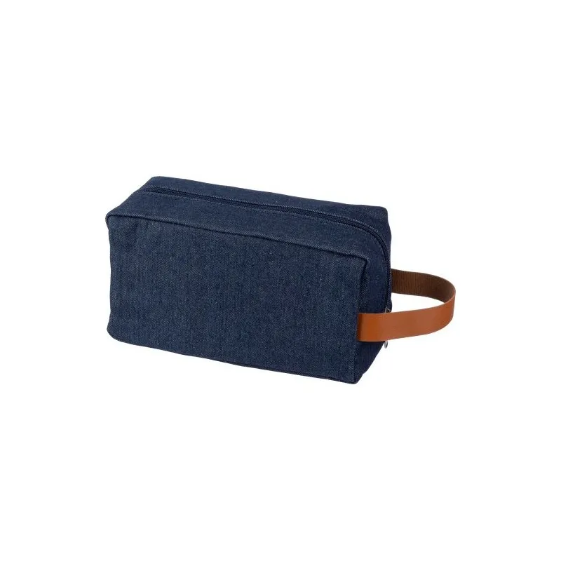 Trousse de toilette en denim personnalisée pas cher - Marianne Matières : polyester Taille textile : XXL Couleurs : bleu personn