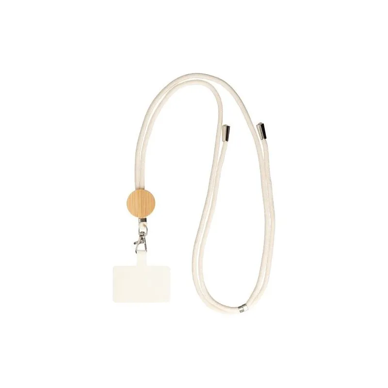Porte-téléphone lanyard personnalisé en coton - Lucia Matières : aluminium Couleurs : bleu personnalisable avec votre logo
