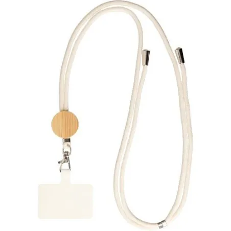 Porte-téléphone lanyard personnalisé en coton - Lucia Matières : aluminium Couleurs : bleu personnalisable avec votre logo