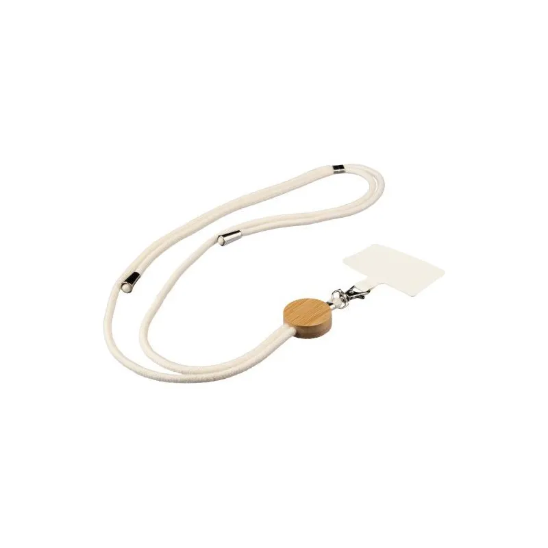 Porte-téléphone lanyard personnalisé en coton - Lucia Matières : aluminium Couleurs : bleu marquage laser ultra précis