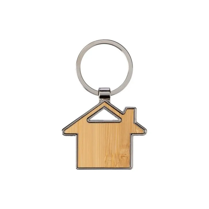 Porte-clés personnalisés en zinc et bambou - Bernd Matières : aluminium Couleurs : noir personnalisable avec votre logo