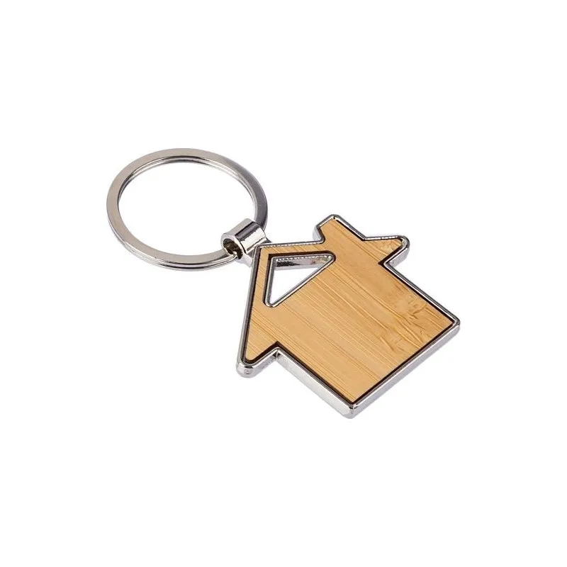 Porte-clés personnalisés en zinc et bambou - Bernd Matières : aluminium Couleurs : noir marquage laser ultra précis