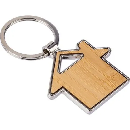 Porte-clés personnalisés en zinc et bambou - Bernd Matières : aluminium Couleurs : noir marquage laser ultra précis