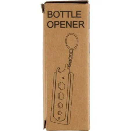 Porte-clés publicitaires en bambou - Klaus Matières : aluminium Couleurs : rouge impression haute définition