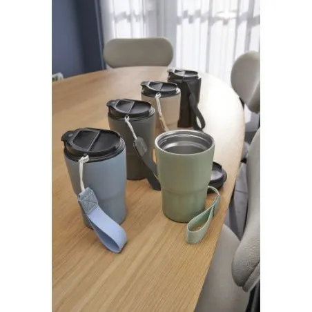 Mug isotherme personnalisé en inox - Louisa Matières : aluminium Couleurs : jaune marquage couleur éclatante