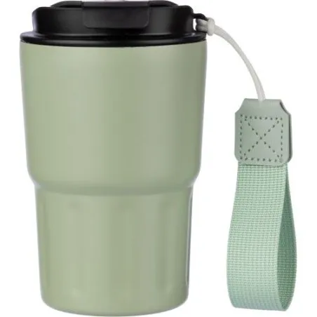 Mug isotherme personnalisé en inox - Louisa Matières : aluminium Couleurs : jaune personnalisable avec votre logo