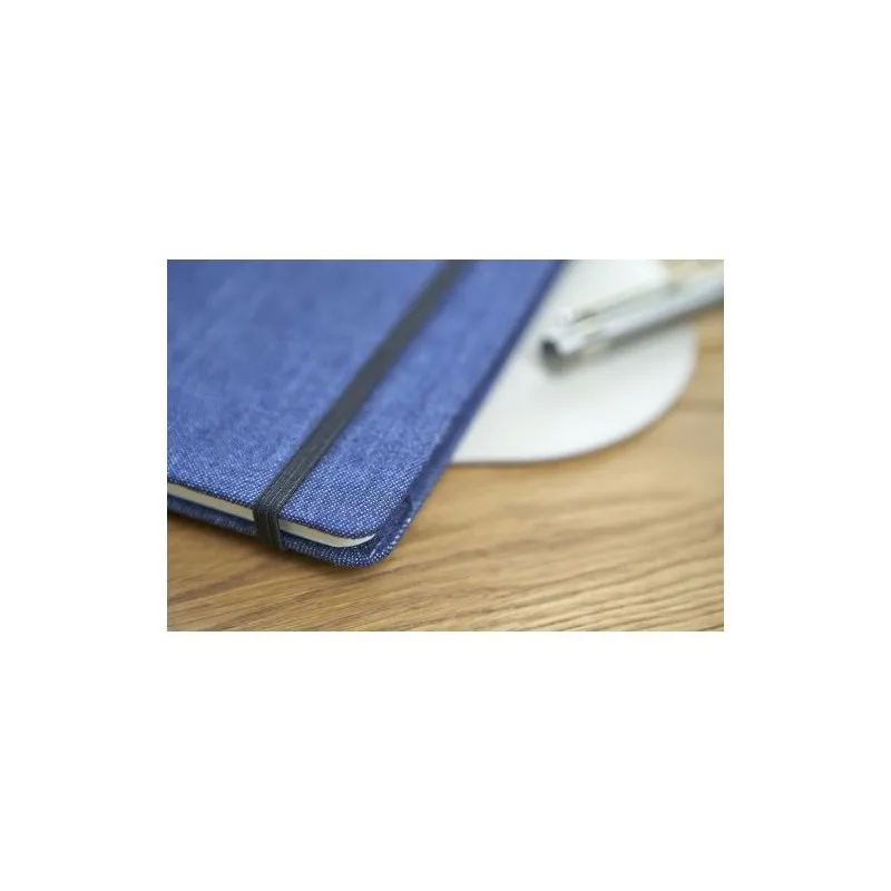 Carnet A5 personnalisé en denim - Alfred, idéal pour vos notes pas cher Matières : polyester Taille textile : XXL Couleurs : ble