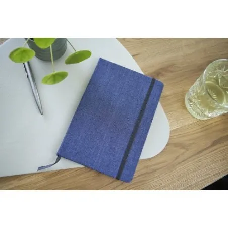 Carnet A5 personnalisé en denim - Alfred, idéal pour vos notes pas cher Matières : polyester Taille textile : XXL Couleurs : ble