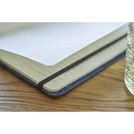 Carnet A5 personnalisé en denim - Alfred, idéal pour vos notes pas cher Matières : polyester Taille textile : XXL Couleurs : ble