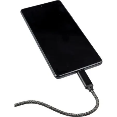 Câble de charge et de transfert en tissu nylon 65W personnalisé Claudia Matières : polyester Taille textile : XXL Couleurs : bla