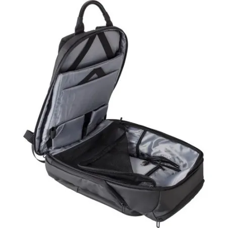 Sac à dos écologique porte-ordinateur en PU personnalisé USB Rishi Matières : polypropylène (PP) Couleurs : rouge marquage laser