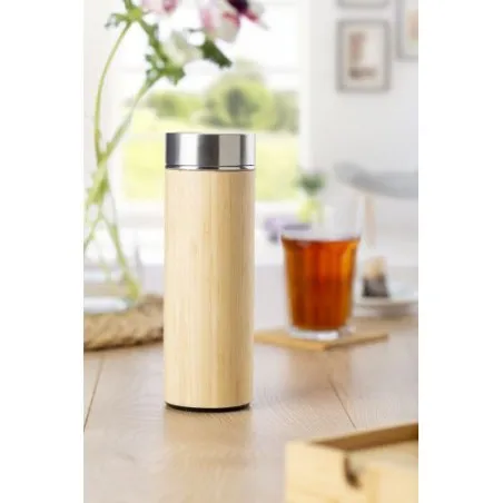 Bouteille isotherme écologique de 420 ml en bambou Yara Matières : polyester Taille textile : L Couleurs : noir goodies publicit