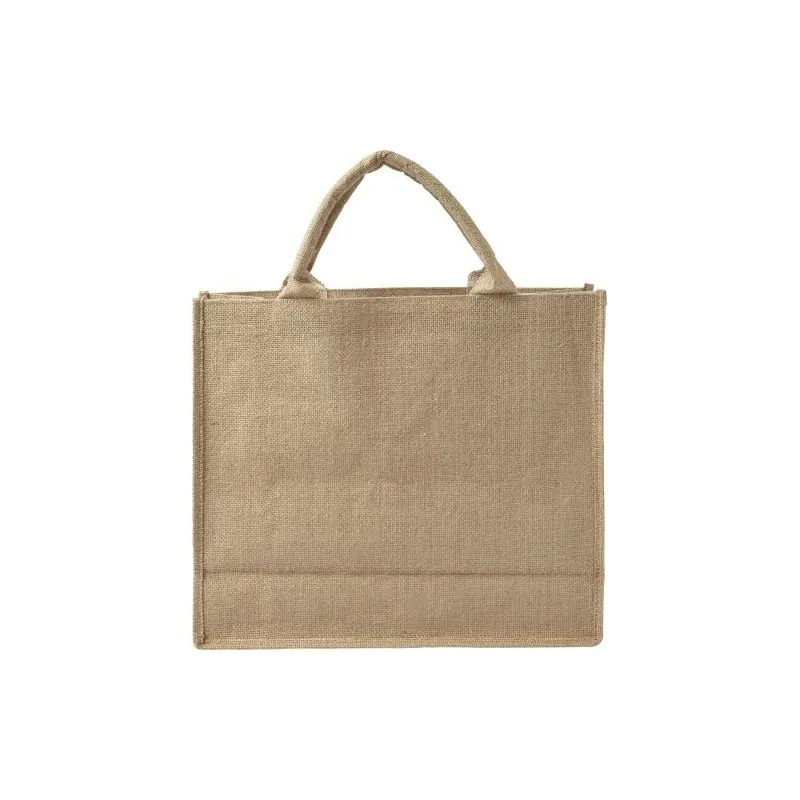 Sac shopping personnalisable en toile de jute - Ridley Matières : polyester Taille textile : S Couleurs : bleu marine personnali