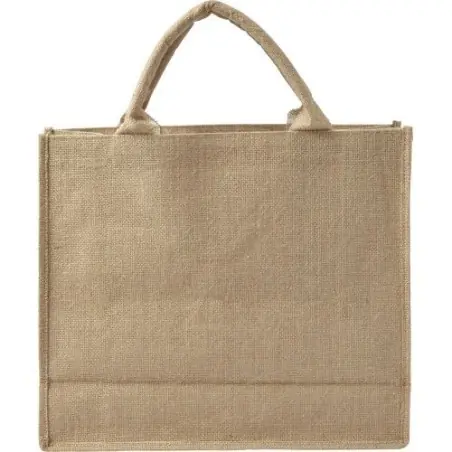Sac shopping personnalisable en toile de jute - Ridley Matières : polyester Taille textile : S Couleurs : bleu marine personnali