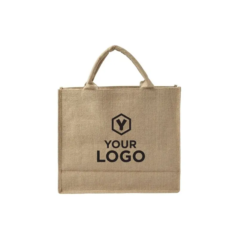 Sac shopping personnalisable en toile de jute - Ridley Matières : polyester Taille textile : S Couleurs : bleu marine cadeau ent