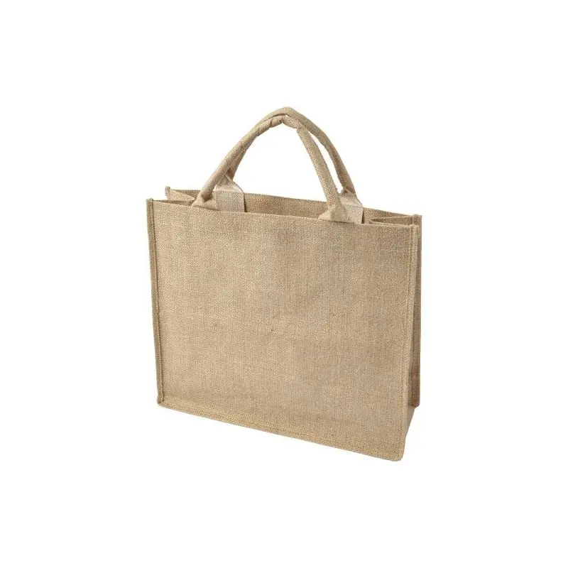 Sac shopping personnalisable en toile de jute - Ridley Matières : polyester Taille textile : S Couleurs : bleu marine impression