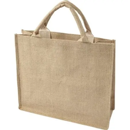 Sac shopping personnalisable en toile de jute - Ridley Matières : polyester Taille textile : S Couleurs : bleu marine impression