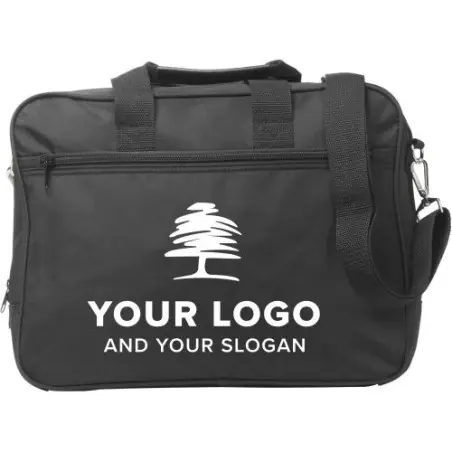 Sacoche publicitaire pratique en microfibre pour ordinateur 15'' Shaun Matières : microfibre Couleurs : marron cadeau entreprise